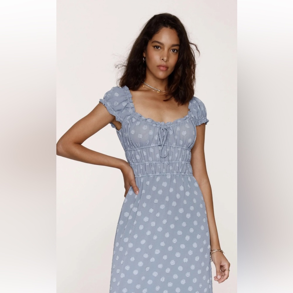 Heartloom Edina midi dress blue polka dot size M